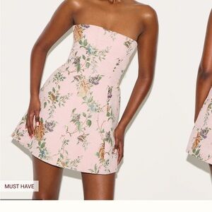 Pretty Little thing pink floral bandeau dress